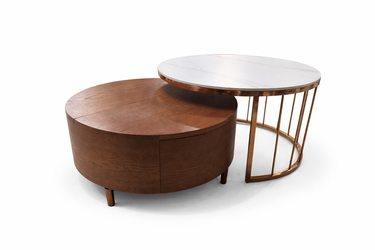 28"-32" Round Nesting Coffee Table Set - modern and sleek - storage