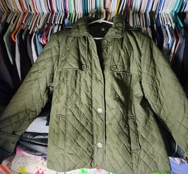 Womens Khaki Green Quilted Jacket.