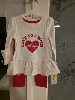 Cat And Jack Love You With All My Heart Girls 2 Piece Legging Set