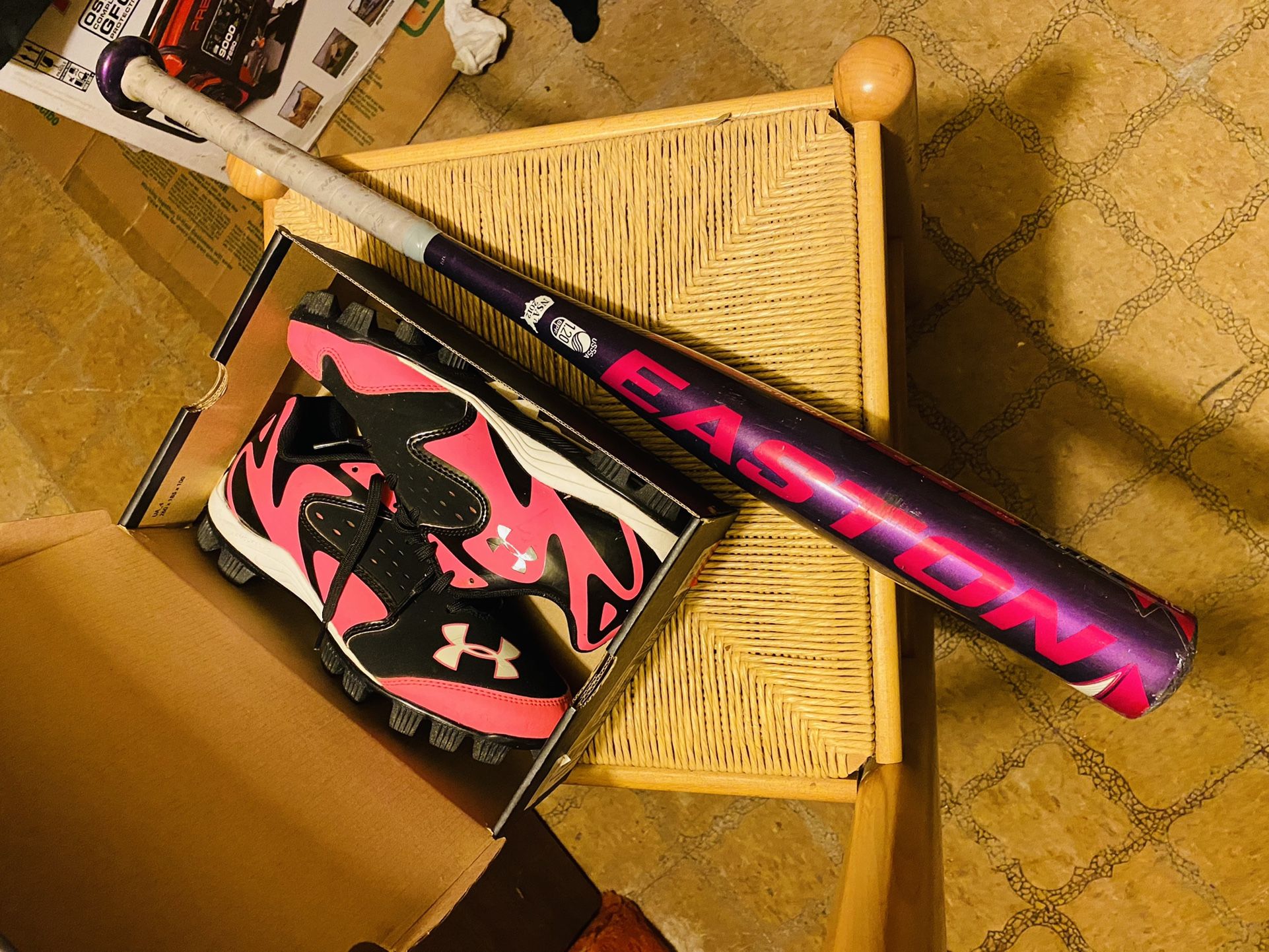 Underarmor Softball Cleats + Bat