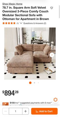 🛋️ 3-Piece Modular Brown Sectional + Ottoman — $400 OBO