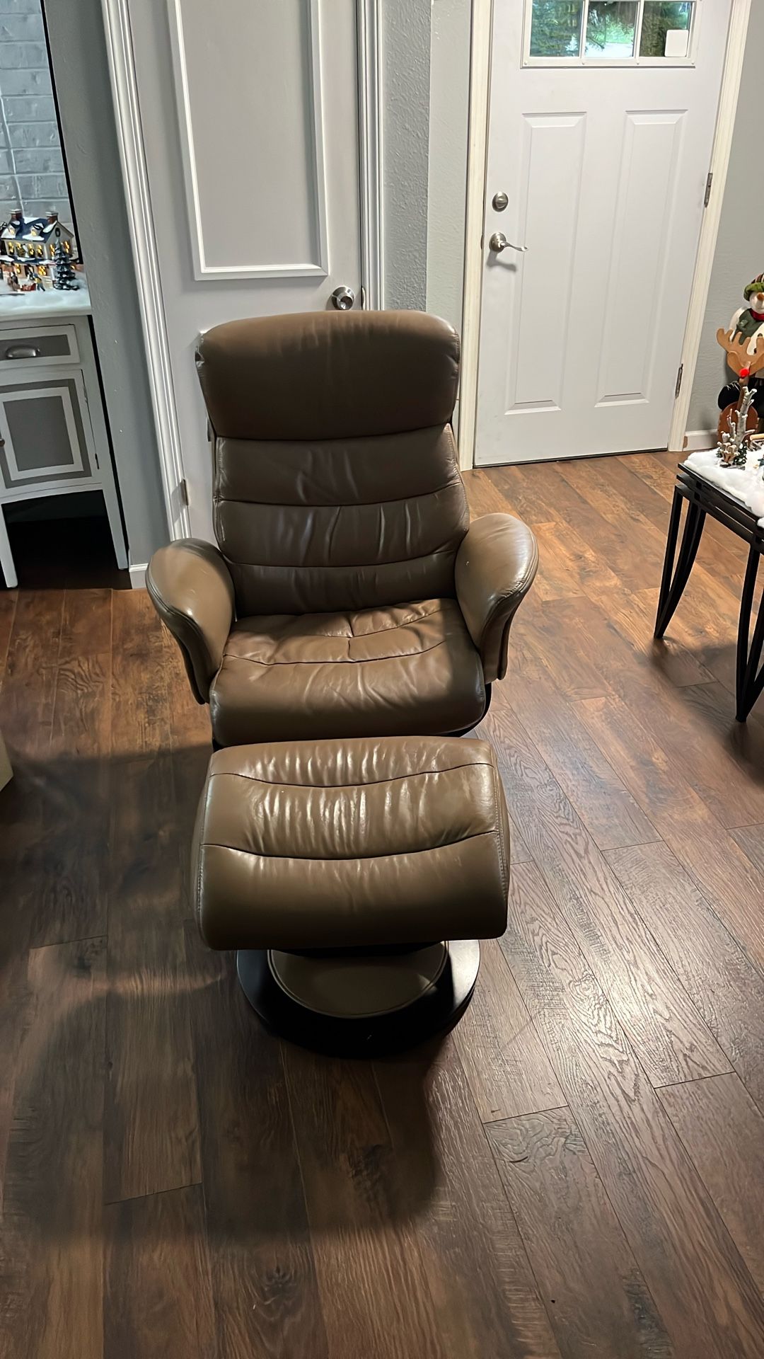 Reclining Leather Chair And Stool