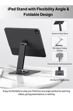 iPad Pro M4 11inch Magnetic Stand Hub, Foldable Stand Dock Holder for iPad Pro M4 with 360° Rotation, 4K HDMI, Card Readers, USB3.0 5Gbps, 100W PD, 3.