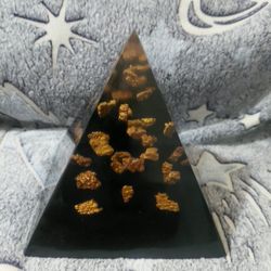 Handmade Orgonite Pyramid Crafted With Copper Nuggets