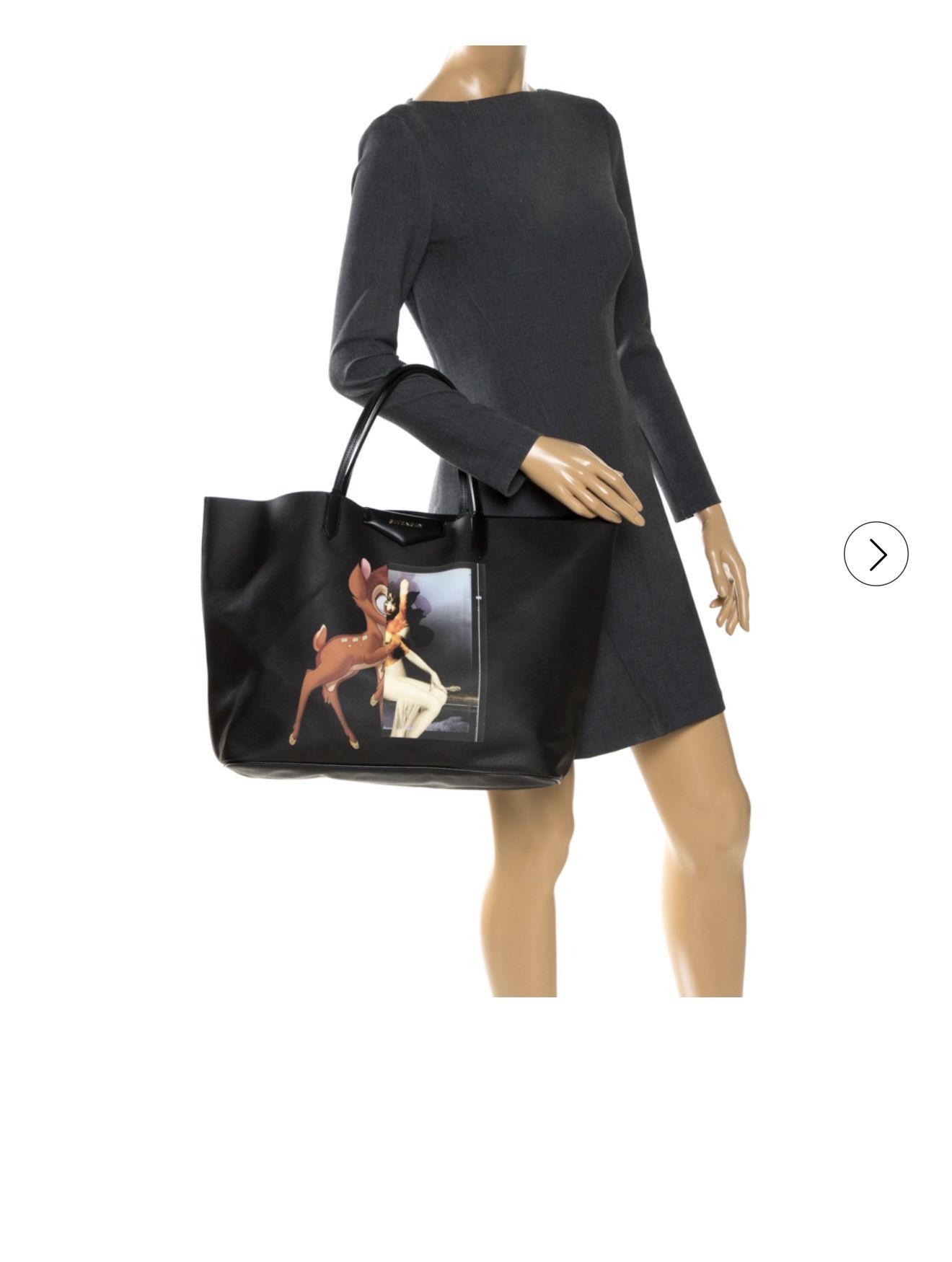 Givenchy Black Textured Coated Canvas Bambi Antigona Large Tote