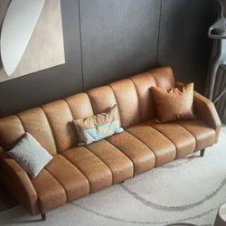 Leather sofa bed