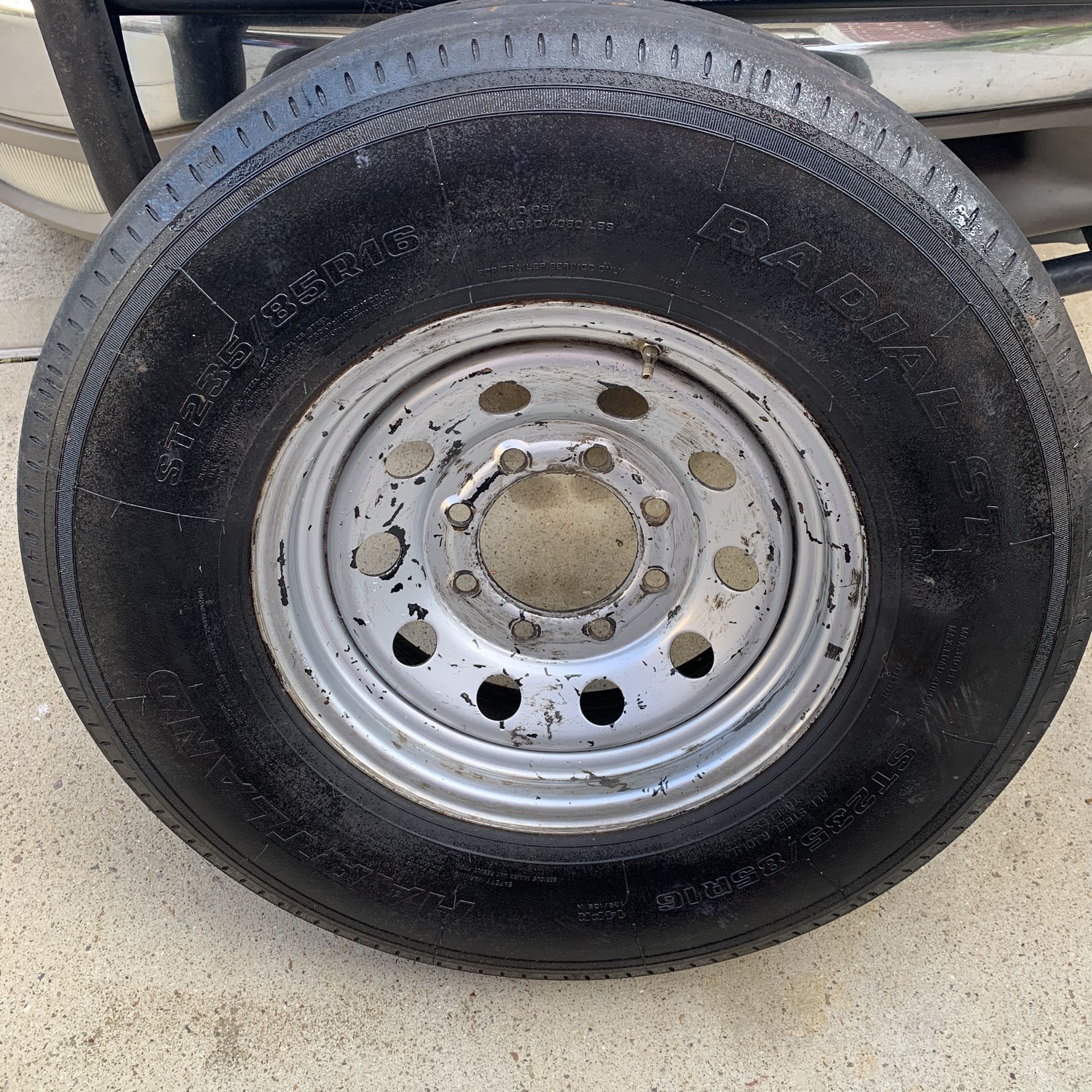 Hartland Radial ST 235/85R16 Tire and Rim for Trailer Truck NEW 235