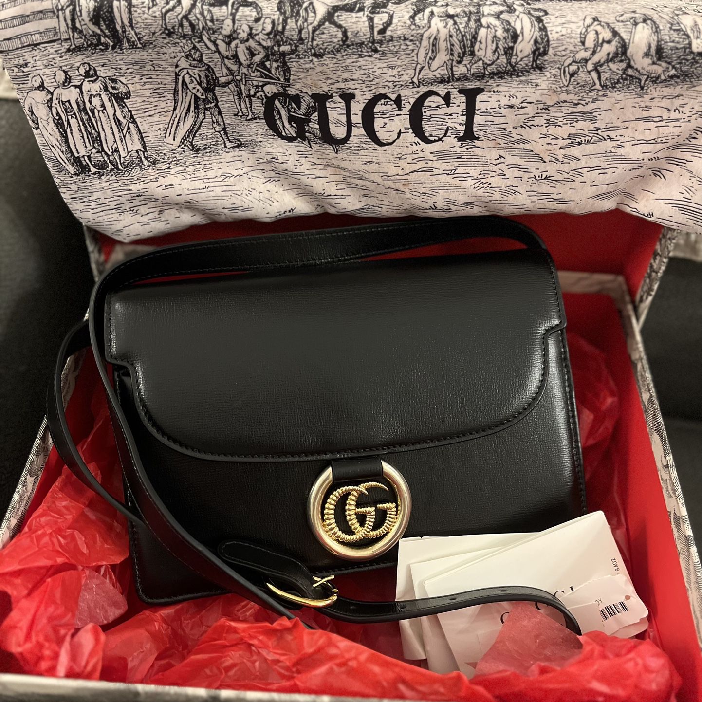 Gucci Leather Shoulder Bag- Black