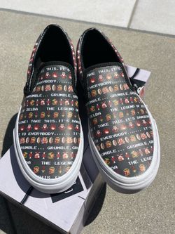 VANS 2016 NINTENDO LEGEND OF ZELDA CLASSIC SLIP ONS SHOES 7M 8.5W NES BOX NEW