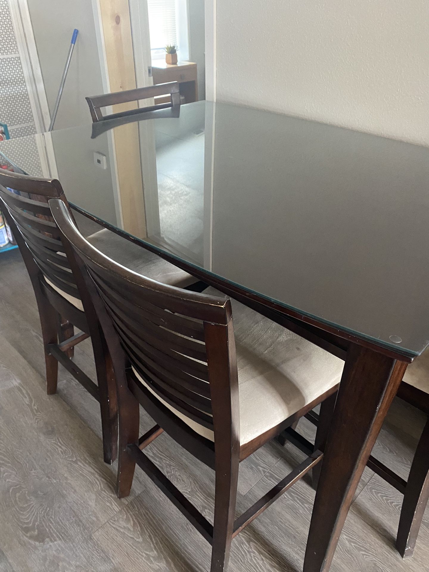 High Kitchen Table With Glass Top Extendable