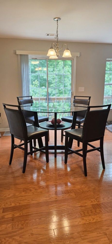 Ciara Espresso 5 Pc 54" Round Counter Height Dining Set With Brown Stools