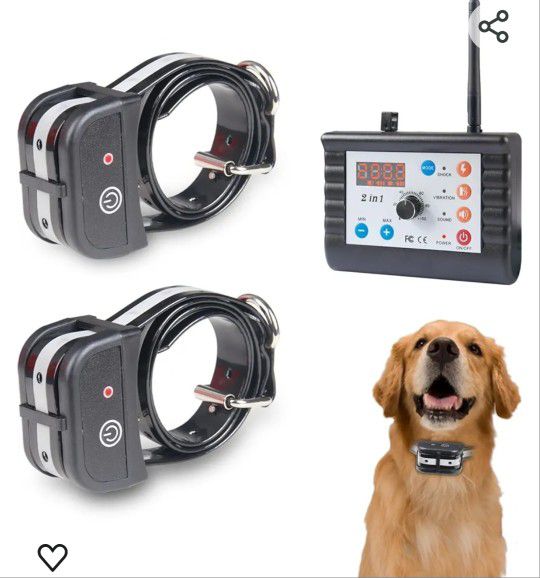 Dog Wireless Fence Training Collar 2024 Two Way Signal Pet 2-in-1 System, Display Battery Level, Adjustable Control Range Warning Strength, Waterproof