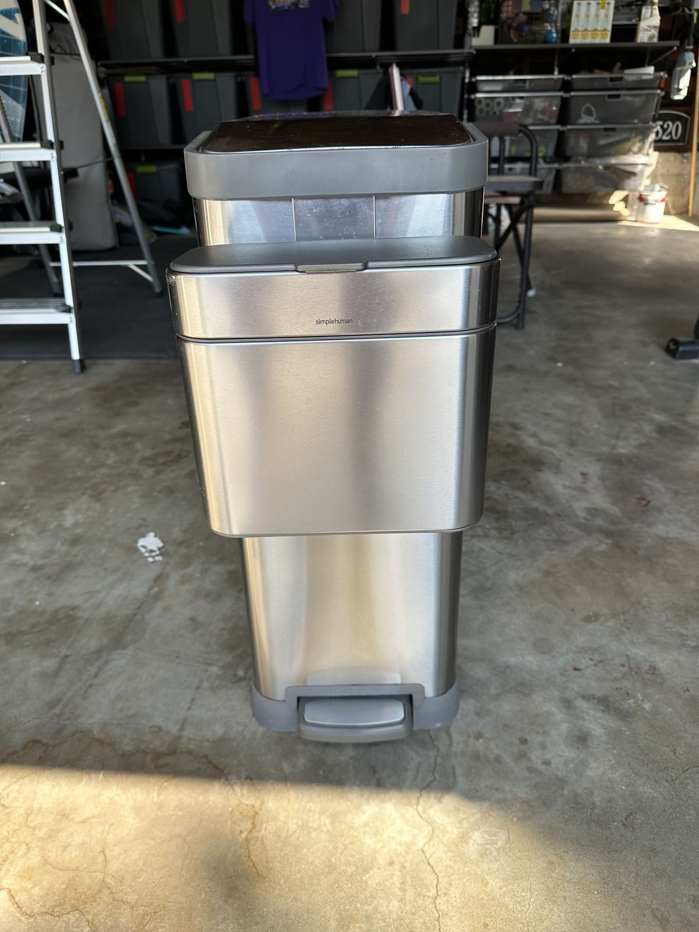 Simple human Dual Trash/Recycle Stainless Bin