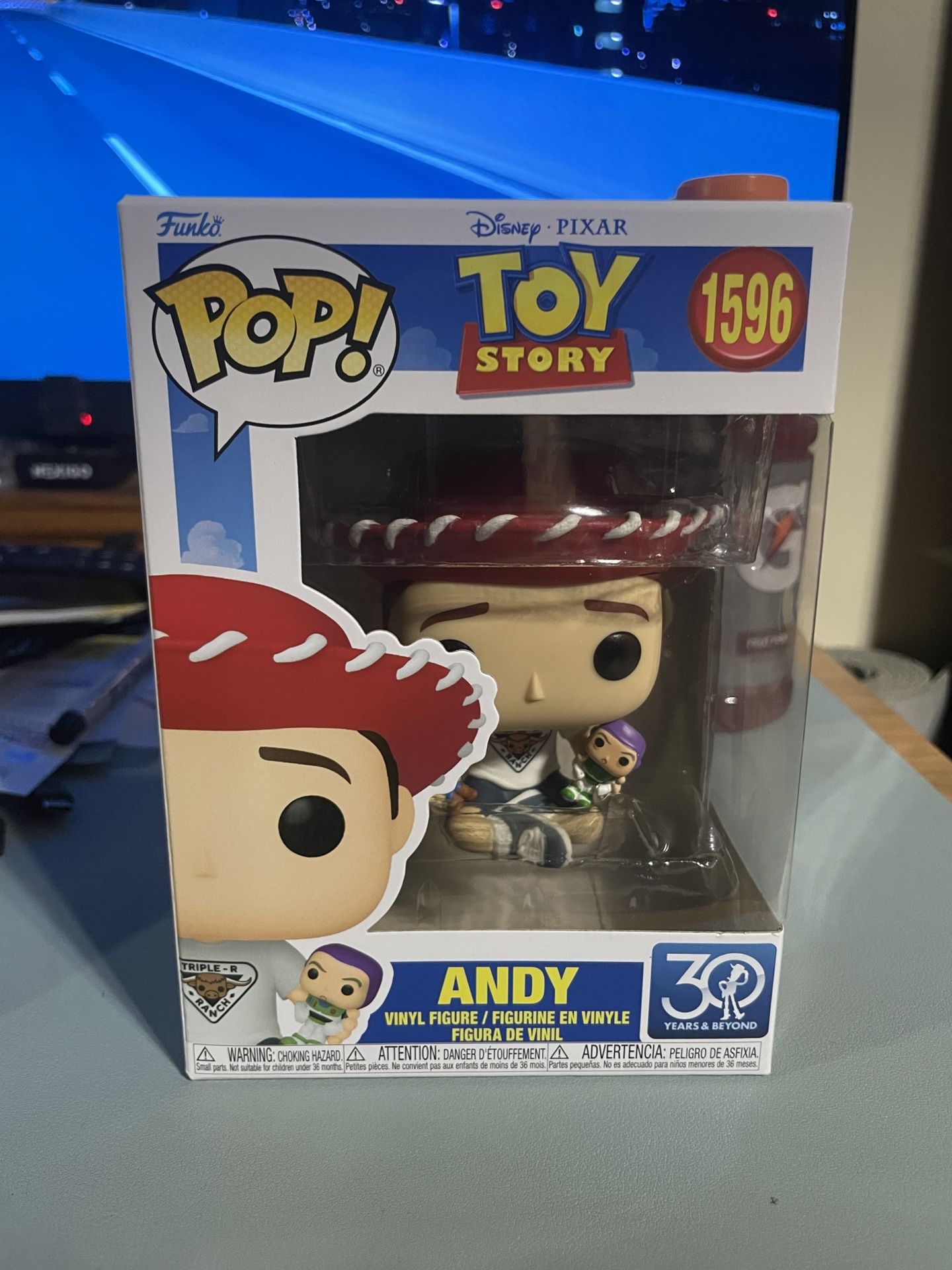 Funko Pop Disney Pixar 30th Anniversary Toy Story #1596 Andy With Woody And Buzz Lightyear