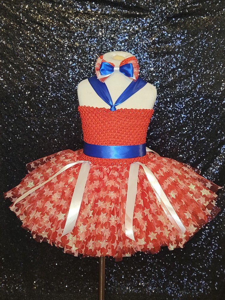 Child's TuTu Dress set, Lined bodice, Double-layer skirt, Tulle, Size 3T - 5T, Independence Day, Memorial Day, Patriotic Child Dress!