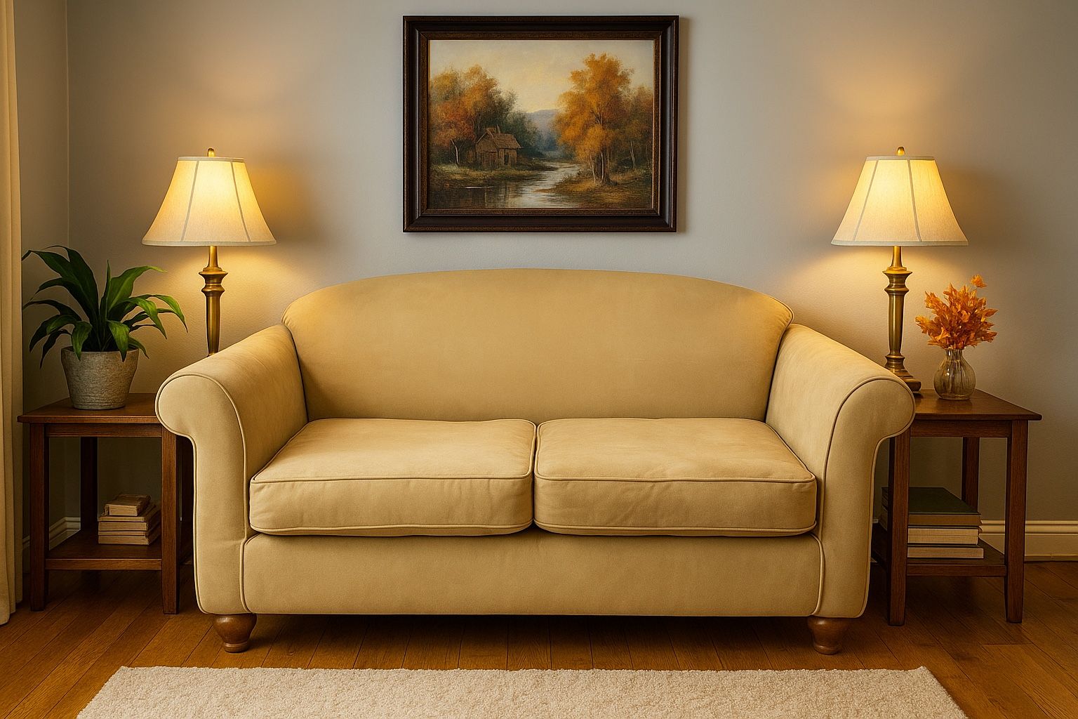 Luxury Neutral Beige Loveseat 