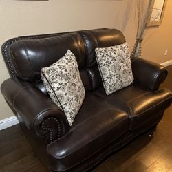 Leather Brown Couches PRICE NEGOTIABLE 