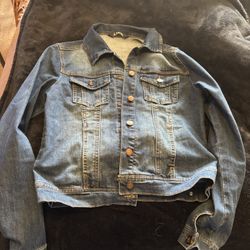 d. jeans Blue Denim Jacket washed/distressed, look Sz Small 