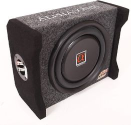 Alphasonik AS8DF 8 inch 600 Watts 4-Ohm Down Fire Shallow Mount Flat Enclosed Sub woofer for Tight Spaces in Cars and Trucks, Slim Thin Loaded Subwoof