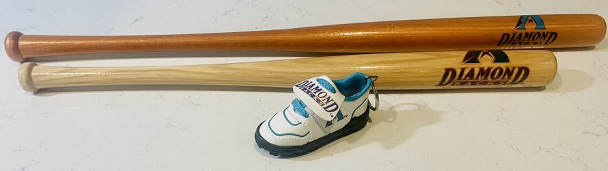 Lot Of 3 Diamondbacks Wahoo Mini Cleat Keychain, 1998 & 1999 Season Wood Bats
