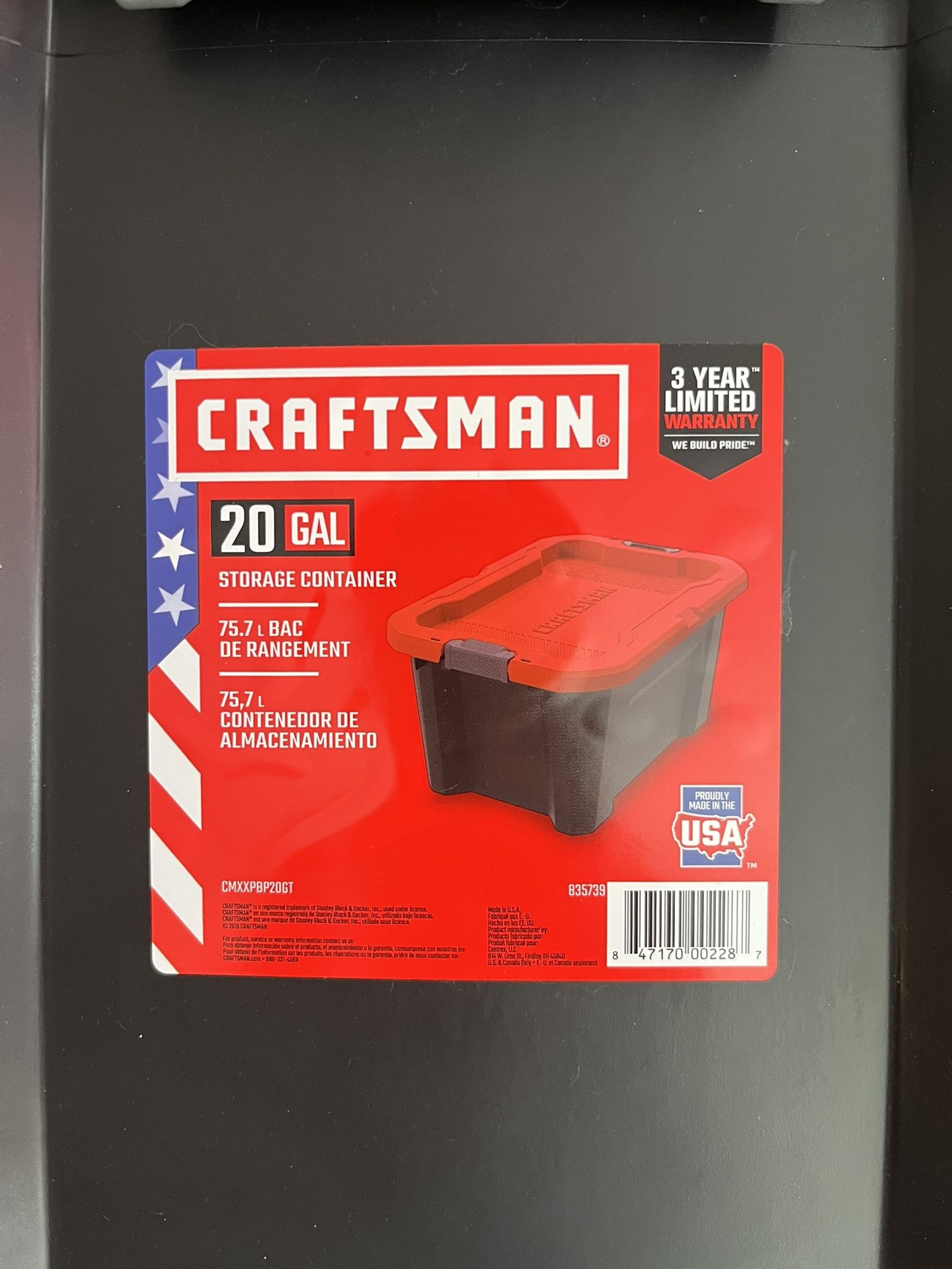 Four 20 Gallon Craftsman Storage Containers