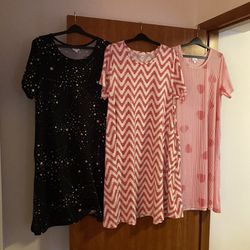 Set Of Three LuLaRoe Asymmetrical Long T-Shirt Dress 3XL