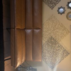 Pull Out Brown Leather Couch