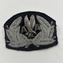 1950s OBSOLETE AMERICAN AIRLINES PILOT HAT BADGE BULLION WREATH METAL ORIGINAL