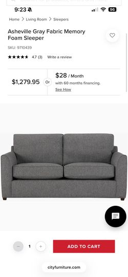 City Furniture Asheville Memory Foam Sleeper Sofa – Or Best Offer