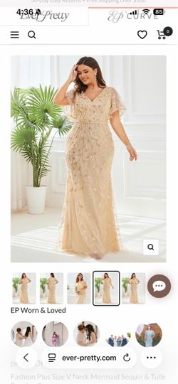 V-neck mermaid sequin dress size 16 gold