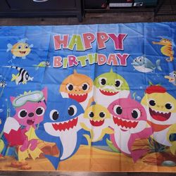 Baby Shark Birthday Backdrop $10