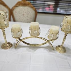 3 pieces gold color dining room centerpiece