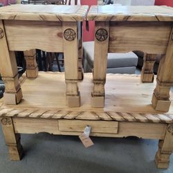 3 piece rustic rope Style With star coffee Table 