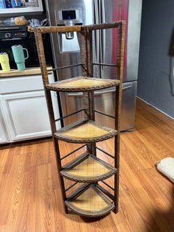 Wicker Rattan 5-Tier Corner Shelf