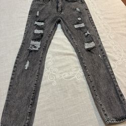 Men’s Size 30 Black Acid Washed Distressed Denim Skinny Jeans 
