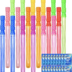 14.6" Big Bubble Wand Set(18 Pack 9 Colour) with Concentrated Solution Refills, Giant Bubble Wands Toy for Kids Birthday Summer Toy Party Favors, Outd