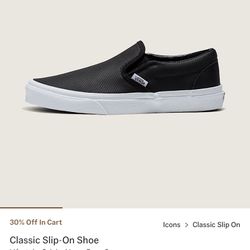 Men’s Black Leather Slip On Vans