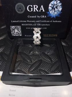 Moissanite & Silver Cuban Ring size 8