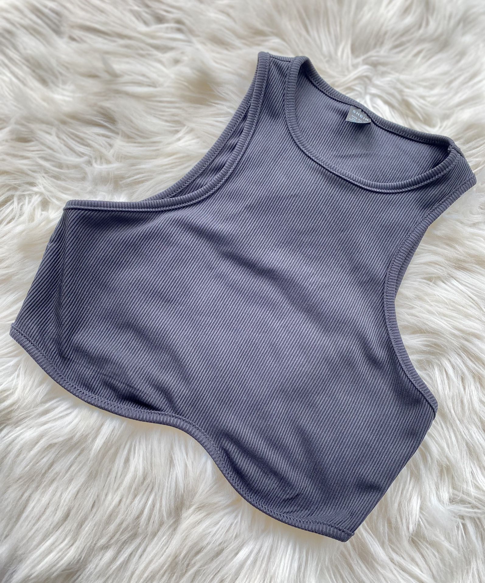 Ribbed racerback cropped tank with cute hem