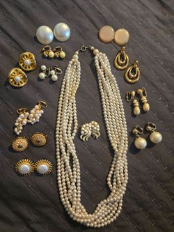 Faux Pearl & Gold Tone Jewelry