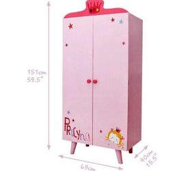 NEW Princess Furniture Lovely Wooden Armoire Closet/Wardrobe for with 5 Separate Shelves