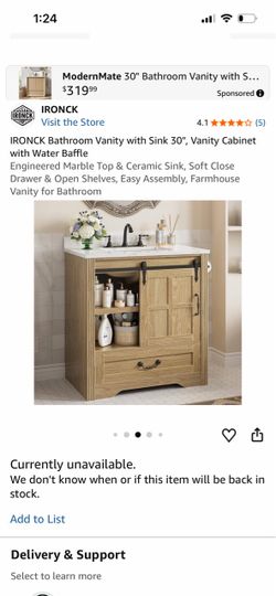 Farmhouse 30inch Bathroom Vanity with Sink