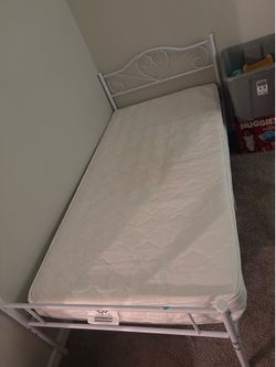 Twin bed frame and mattress