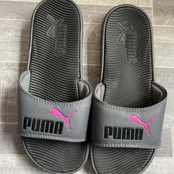 Puma Women's Cool Cat Gray Pink Sports Slides Sandal Slip On Size 9 