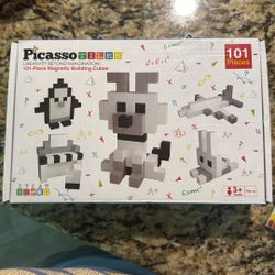 Picasso Cubes 1” Magnetic Puzzle Cube 101 pcs Black and White Magnet Construction Building Block Set Sensory Toy Early Education STEM Learning, Free I