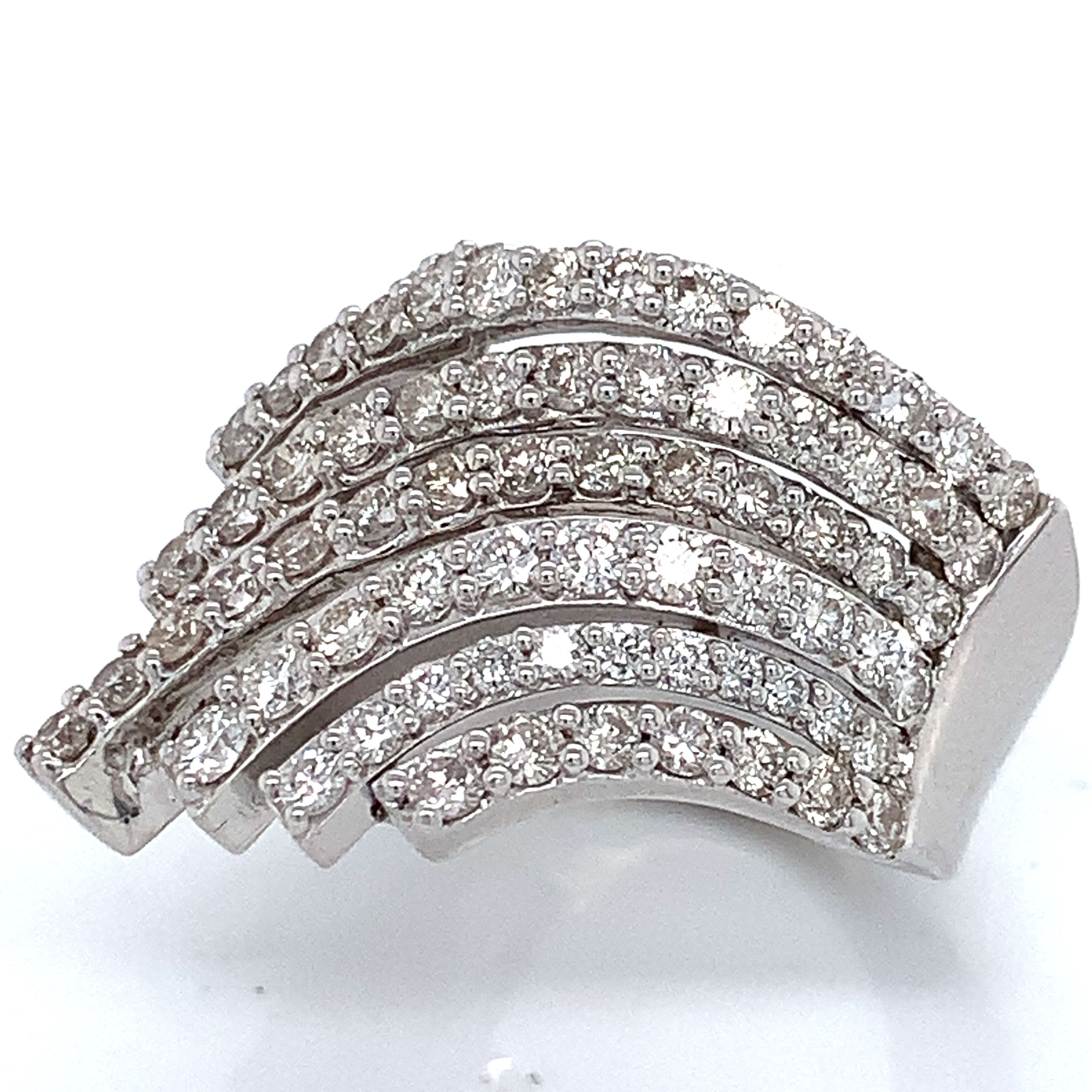 2.94 TCW Round Diamonds Cocktail Wrap Ring In Solid 14k White Gold Sz # 7.5