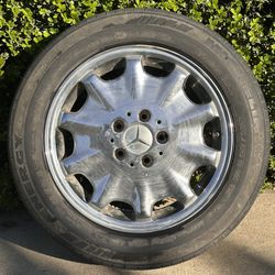 16x7.5 Mercedes Benz 5x112 Wheel Rim Tire E300D, E320, E420, E430 Holds Air 10 Slot Hole 5 Lug 16” 96-99 Factory Stock OEM Original Chrome Worn Works