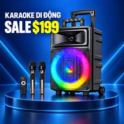 Karaoke speaker with 2 wireless microphone