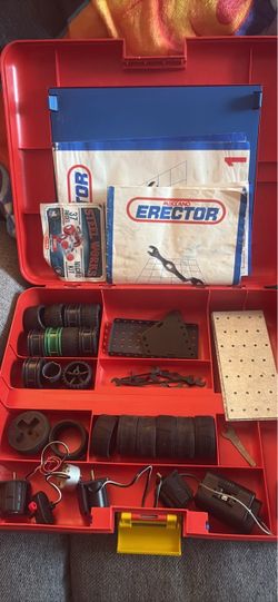 Erector set parts and Two Cases