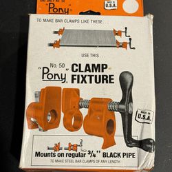 Vintage Pony No. 50 Pipe Clamp Fixture For 3/4 - Inch Black Pipe. Box shows wear from age and storage. 